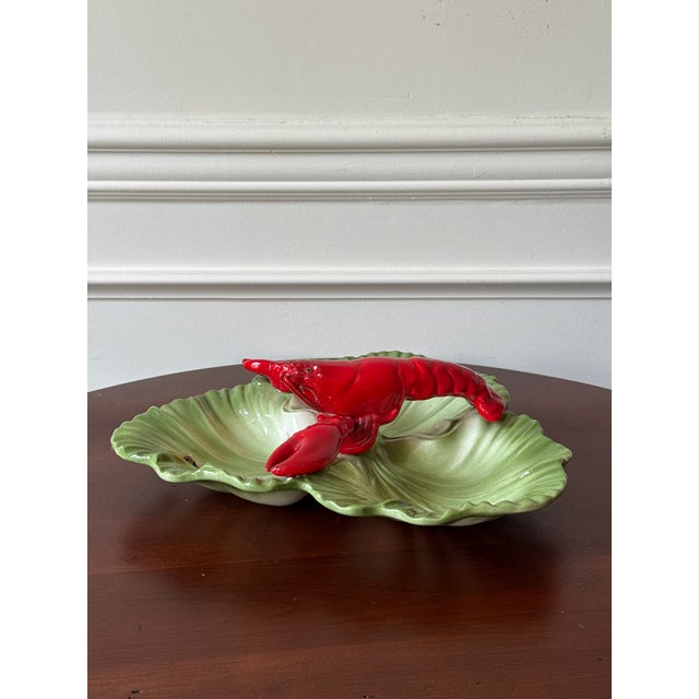 Mid-Century Modern 1950s Majolica Style Lobster Serving Dish For Sale - Image 3 of 7