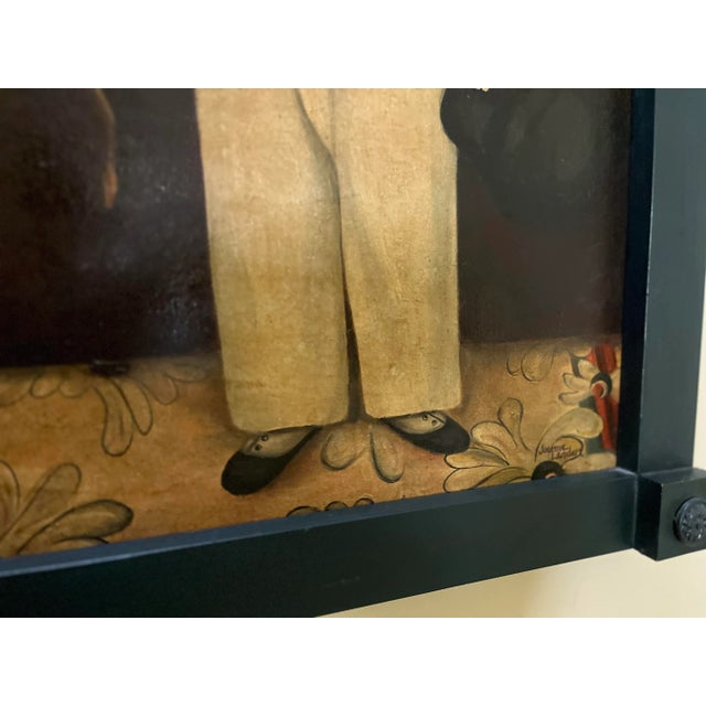 Textile Signed Original Vintage Folk Art Pony Boy Painting For Sale - Image 7 of 13