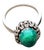 White Gold Ring with Brilliant-Cut Diamonds and Cabochon-Cut Malachite For Sale