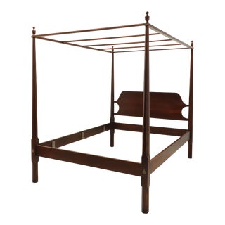 Craftique Solid Mahogany Pencil Post Queen Size Bed With Canopy For Sale