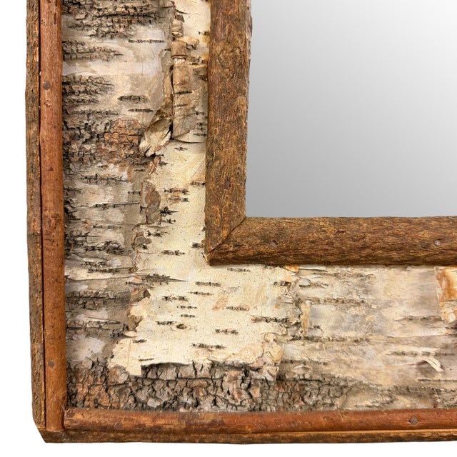 Beige Vintage American Birch Bark Framed Mirror For Sale - Image 8 of 12