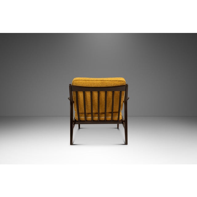Danish Mid-Century Modern Model 596 Lounge Chair in Beech & Bouclé Attributed to Lawrence Peabody & Ib Kofod Larsen for Selig, Denmark, C. 1950's For Sale In Orlando - Image 6 of 18