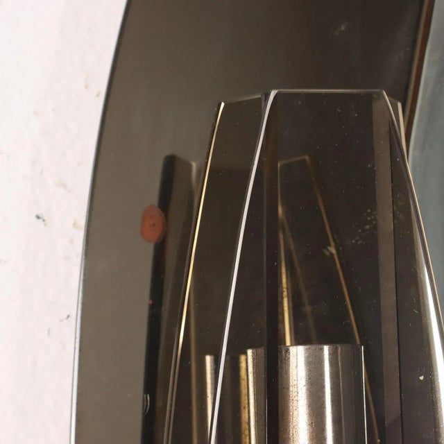 Vintage Wall Mirror with Wall Lamps in Glass, Italy, 1960s For Sale - Image 4 of 12