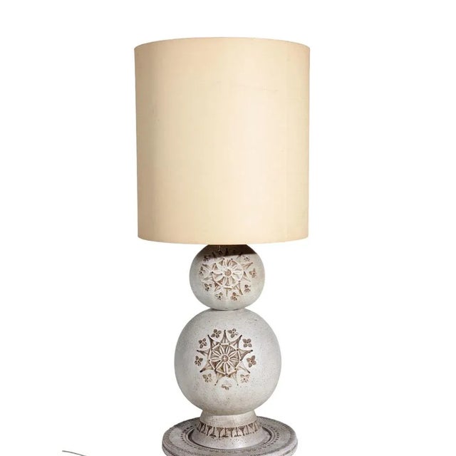 Floor lamp in majolica terracotta. This piece is designed in the style of the selected designer and/or manufacturer,...