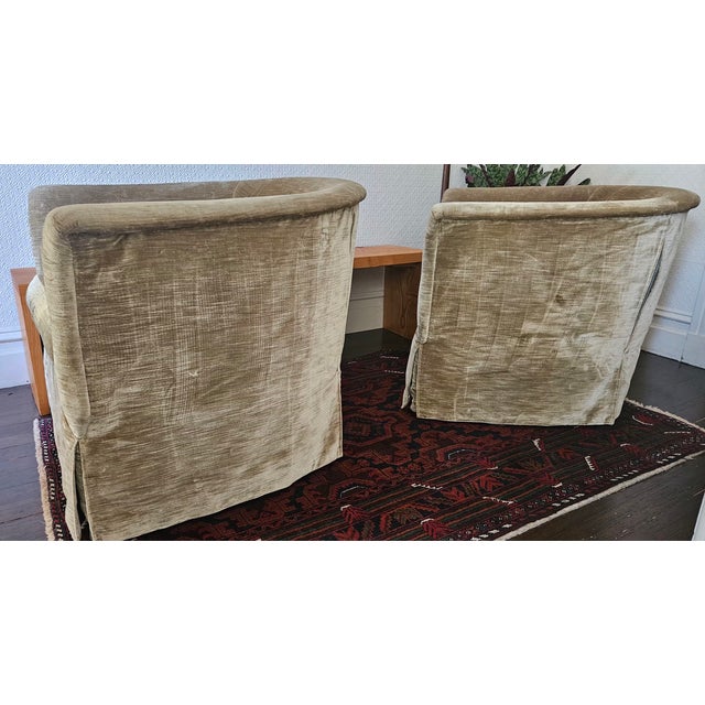 Green Pair of Marge Carson Swivel Club Chairs For Sale - Image 8 of 9
