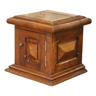 19th Century French Louis XIII Style Oak Pedestal Stand Cabinet For Sale