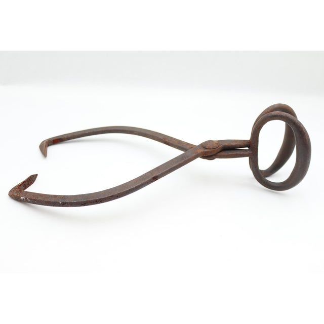 Antique Wrought Iron Ice Tong For Sale - Image 6 of 6