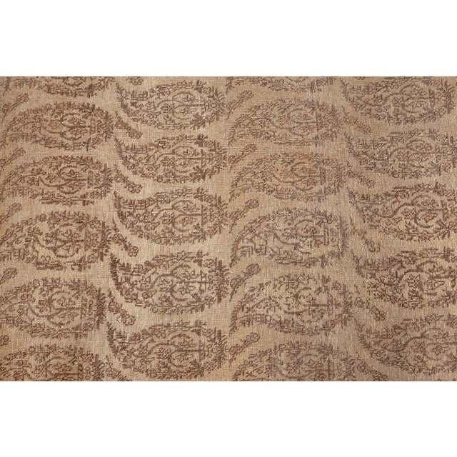 Antique Persian Tabriz Golden Beige & Brown Handwoven Wool Rug For Sale In New York - Image 6 of 8