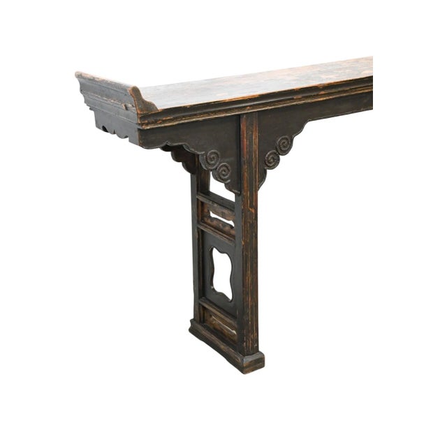 Antique Asian Wood Long Alter Console Table 85 Long For Sale - Image 9 of 9