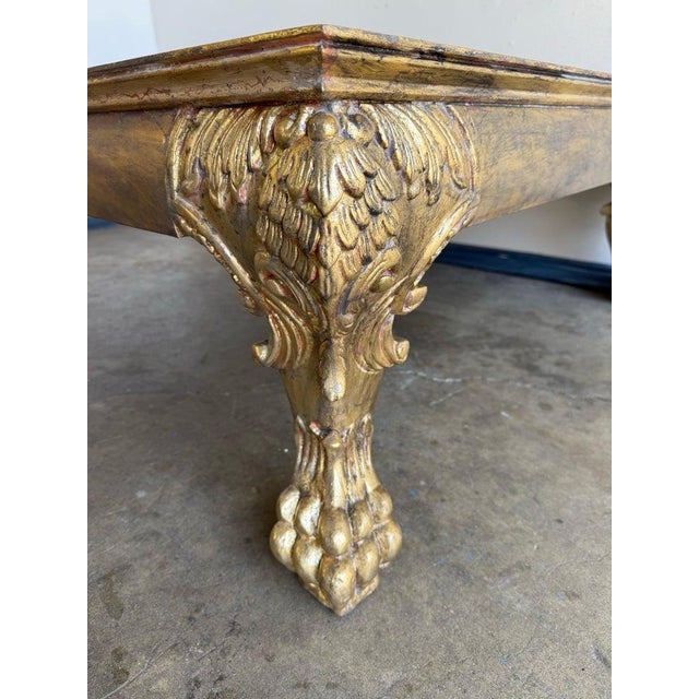 Gold Italian Gilt Wood Coffee Table For Sale - Image 8 of 12