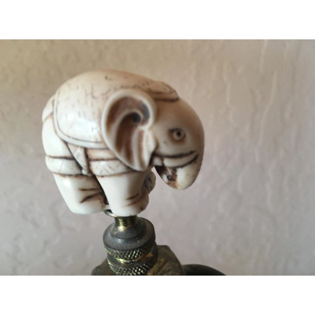 Antique White 1930's Gilt Gold & Antique Cream Decorated Ceramic Lamps Adorned With Handcarved Elephant & Rabbit Flinlilies For Sale - Image 8 of 13