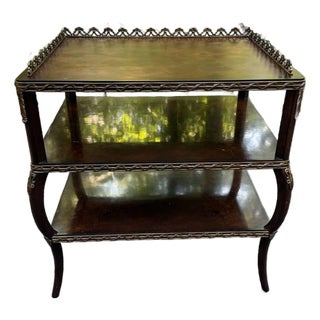 Vintage Louis XV Style Burled Wood 2 Tier Side Table For Sale