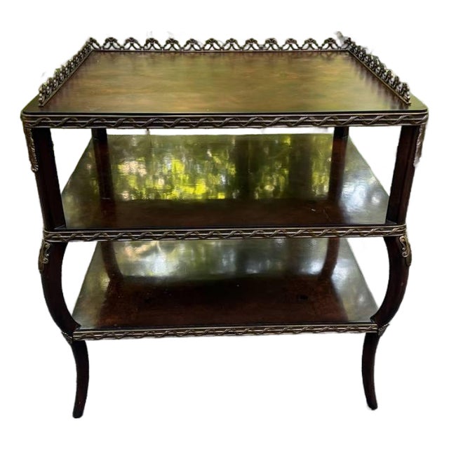 Vintage Louis XV Style Burled Wood 2 Tier Side Table For Sale