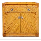 Vintage Bamboo & Rattan Two-Door Cabinet in Style Gabriella Crespi For Sale