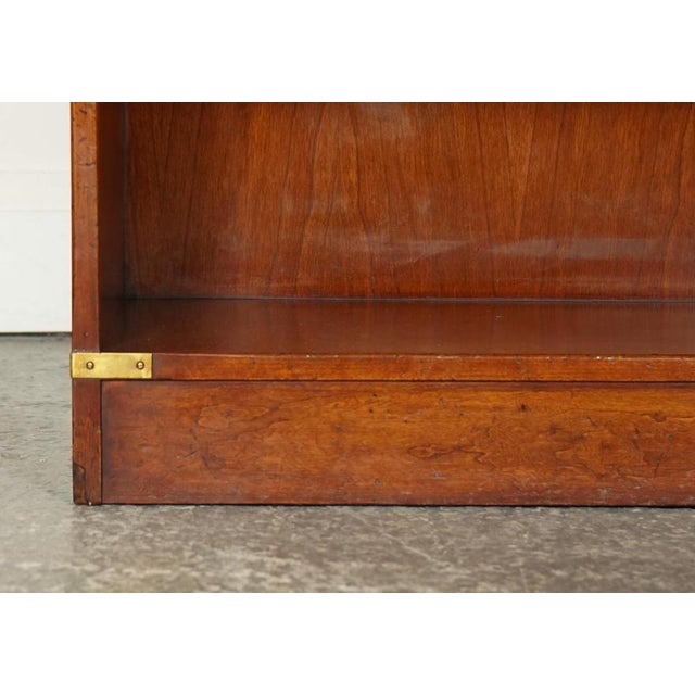 Wood Kennedy Three Drawers Burr Yew Wood & Brass Military Bookcase from Harrods London For Sale - Image 7 of 16
