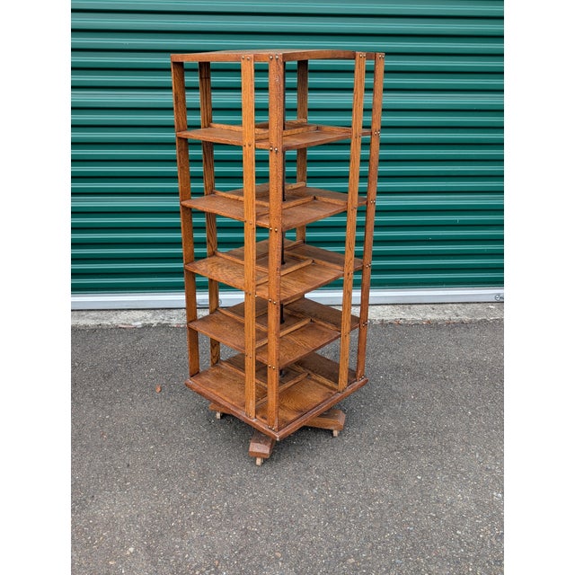 Late 19th Century Antique John Danner Oak Five-Tier Revolving Bookcase, Canton Ohio For Sale - Image 5 of 18