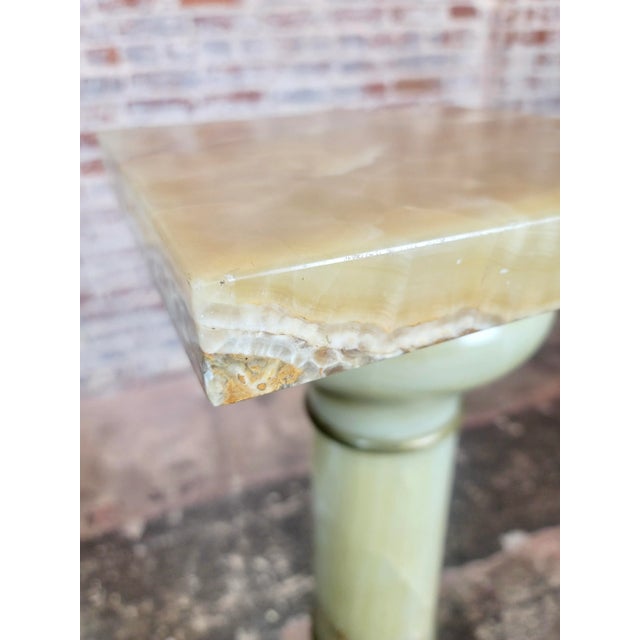 19th Century French Empire Light Green Variegate Onyx & Bronze Pedestal For Sale - Image 10 of 11