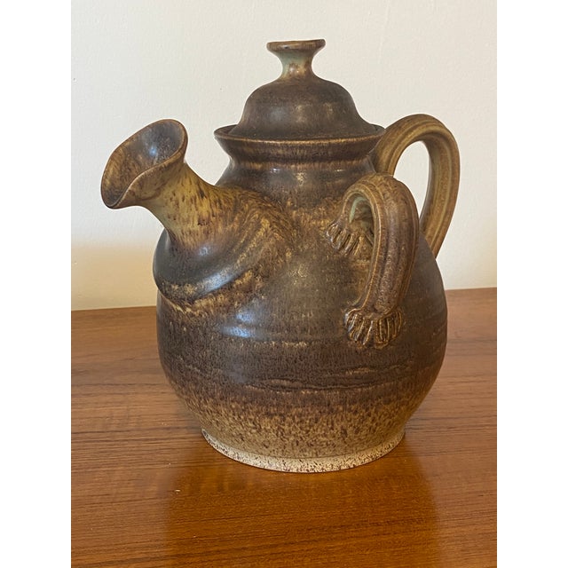 Chestnut Marco Stentoj Denmark Studio 1960s Teapot For Sale - Image 8 of 8