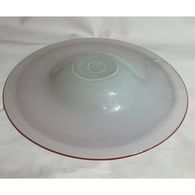 Mid-Century Modern Mid Century Venetian Orange Vasa Murrhina Cased Glass Centerpiece Bowl For Sale - Image 3 of 7