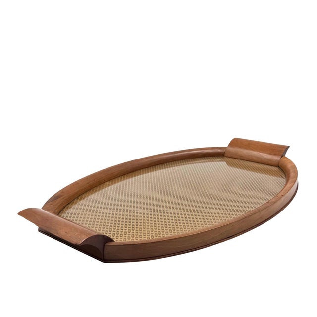 1950s Mid-Century Wood and Brass Tray, Italy 1950s For Sale - Image 5 of 12