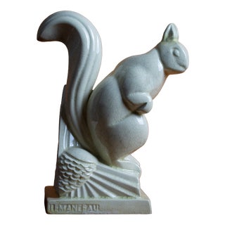 Art Deco Squirrel in Crackled Glazed Earthenware by Charles Lemanceau for Saint-Clément, France, 1920s For Sale