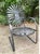 no maker’s mark Francois Carre Cantilever Garden Rocker. darker metallic gray and beautiful antique strap iron garden...