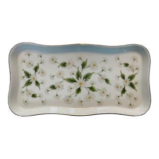 Vintage Floral Tray, Kifton Japan, Hand Painted Daisy, Vanity Tray,1980s Porcelain. For Sale