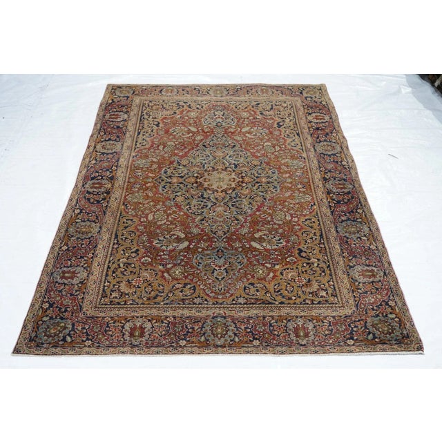 Late 19th Century Antique Mohtasham Kashan Rug 4'2'' x 6'9'' For Sale - Image 10 of 12