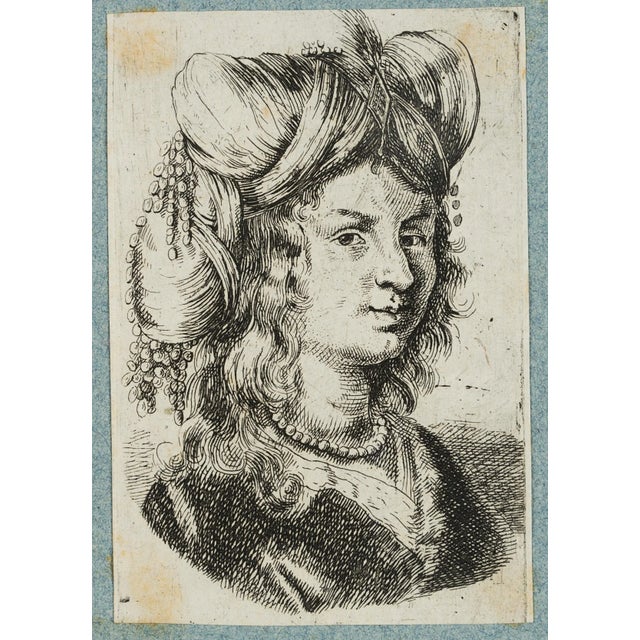 Johannes Meyer jun. (1655 Zurich - 1712 ibid.) Circle: Lady with luxuriant headdress, 17th century, EtchingTechnique:...