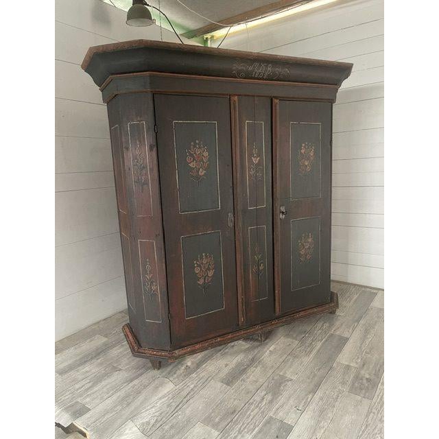 German Two Doors Barok Bauernbemahlt Closet, 1809 For Sale - Image 16 of 16
