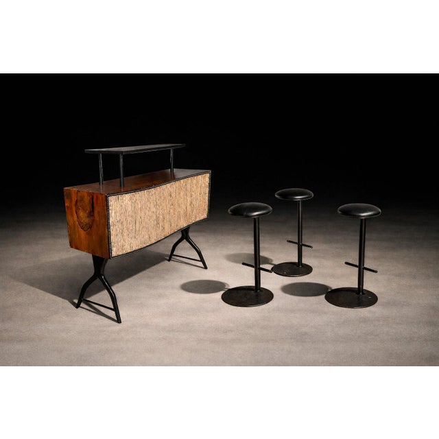 A rare set of three Ciranda stools designed by Ricardo Fasanello in 1986, exemplifying the designer’s disciplined...