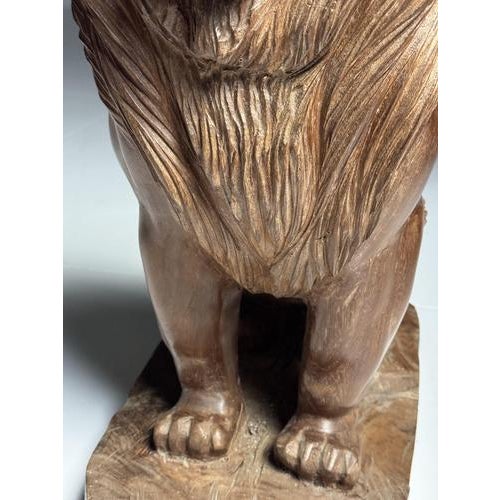 Asian Carved Wood Lion Statue For Sale - Image 6 of 16