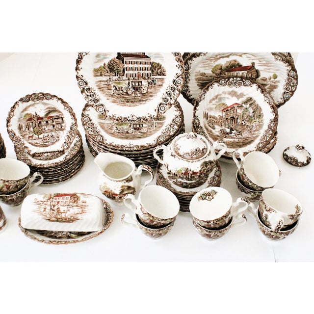 Ceramic English Johnson Brothers Georgian Heritage Hall Dinnerware Set, 69 Pieces For Sale - Image 7 of 11