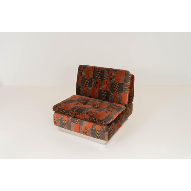 Modular Velvet Sofa Set with Coffee Table by Giovanni Offredi for Saporiti, 1970s, Set of 4 For Sale - Image 10 of 15