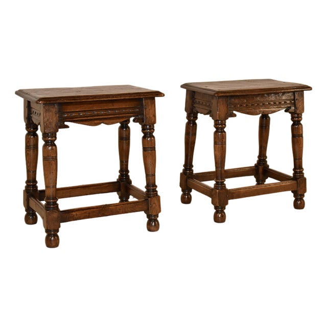 Pair of 19th Century Elm Joint Stools From England For Sale