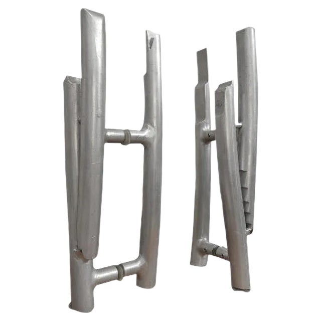 Cast Aluminum Door Handles, 1980s, Set of 2 For Sale