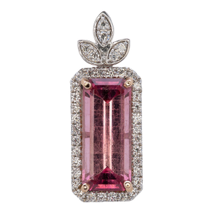 4.4Ct Pink Tourmaline Pendant With Earth Mined Diamonds Accents: Solid 14k Gold