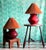 1920s Pair of Red Glass Art Deco Table Lamps With Orange Pleated Lampshades For Sale - Image 17 of 18