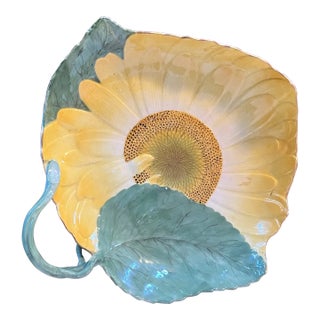 Antique 18th Century Meissen Porcelain Botanical Sunflower Dish For Sale