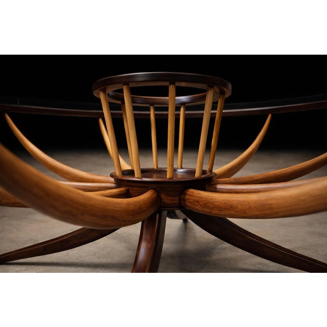 Transparent Brazilian Modern Coffee Table With Flower Vase in Two Woods, Giuseppe Scapinelli, 1950s For Sale - Image 8 of 12