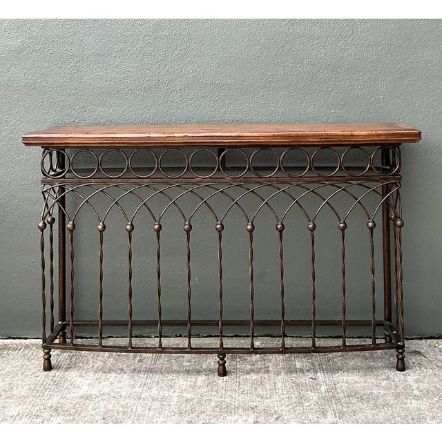 Vintage Twisted Wrought Iron Console Table For Sale - Image 12 of 12