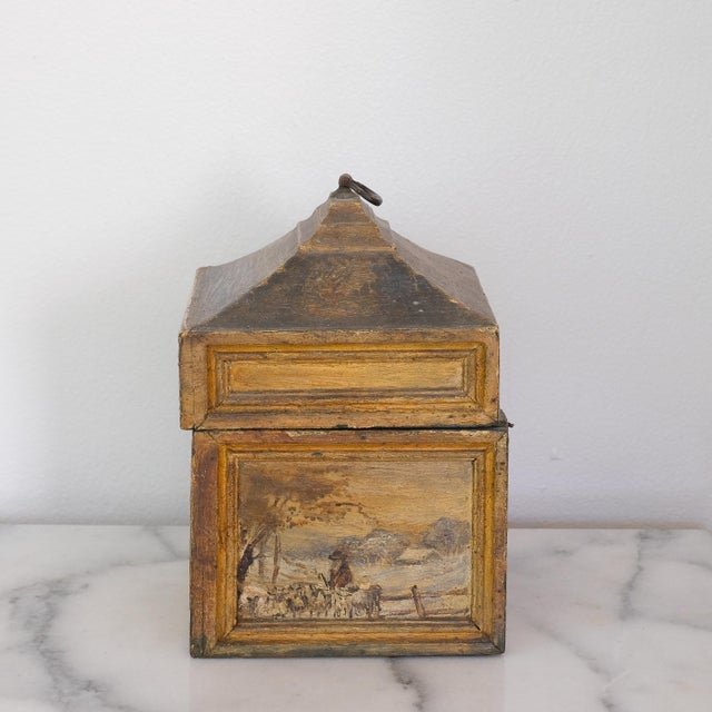 19th Century 19th Century Hand Painted Scenic Wood Box For Sale - Image 5 of 5
