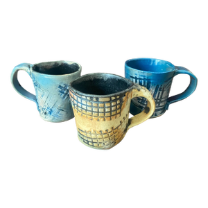 H. P. Bloomer Style Handmade Pottery Mugs- Set of 3