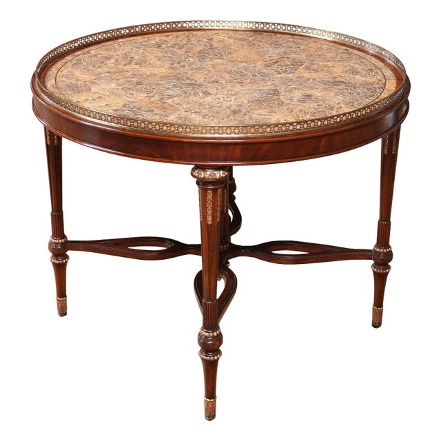 1990s Vintage Marble Top Center Table For Sale