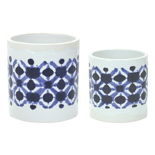 Tie-Dye Print Ceramic Pot (Set of 2) For Sale