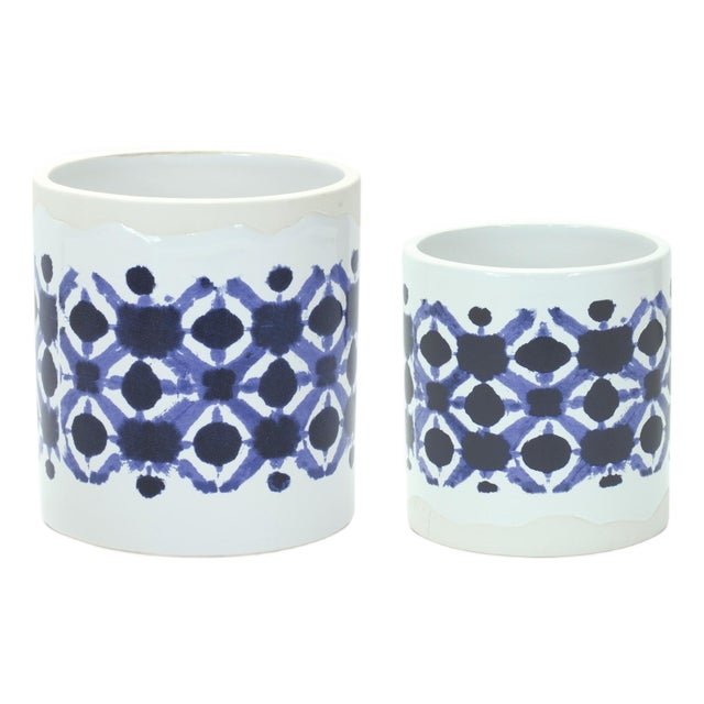 Tie-Dye Print Ceramic Pot (Set of 2) For Sale