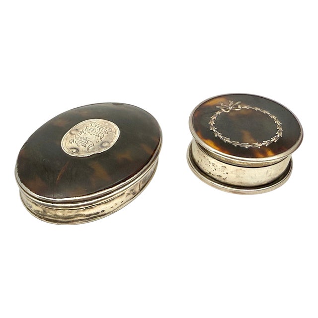 1910s Lovely Silver and Horn Snuff or Trinket Boxes For Sale