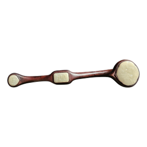 Large Antique Chinese White Jade Ruyi Scepter, Carved Wood