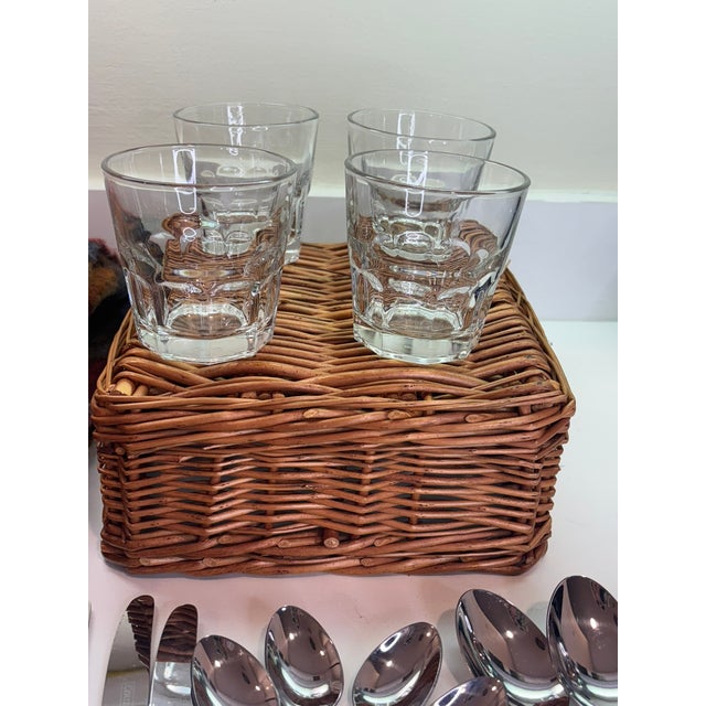 Vintage Fortnum & Mason Picnic Hamper Ginori Porcelain With Bronte Tweed Blanket – 41 Pieces For Sale - Image 9 of 18