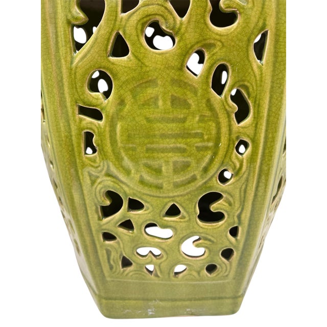 Avocado Mid Century Hexagonal Avocado Green Garden Stool For Sale - Image 8 of 9